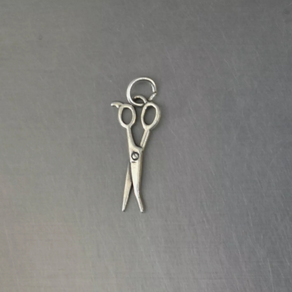 Sterling Silver hair scissors 925 crafters Charm.  T5